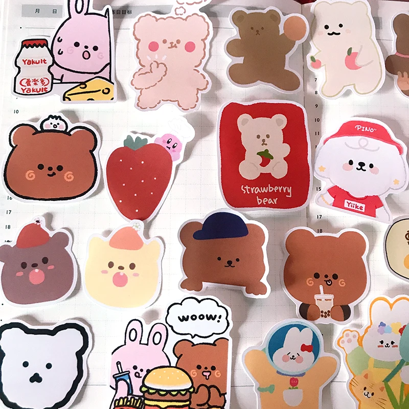 

42pcs / bag cute bear colorful stickers DIY scrapbooking journal phone week album diary happy plan decoration stickers