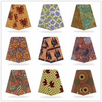 

African Batik Wax Fabric Pagne Wax Ankara wax Fabric African wax Prints Gold Color Tissu fabric 6 Yards Sewing For Wedding Dress