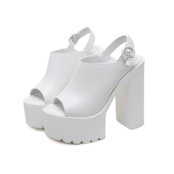 

White Heels 14cm Heel Gladiator Sandals Women Platform Heels Summer Ladies Shoes And Sandals Punk Heels Sandals Women Sandal