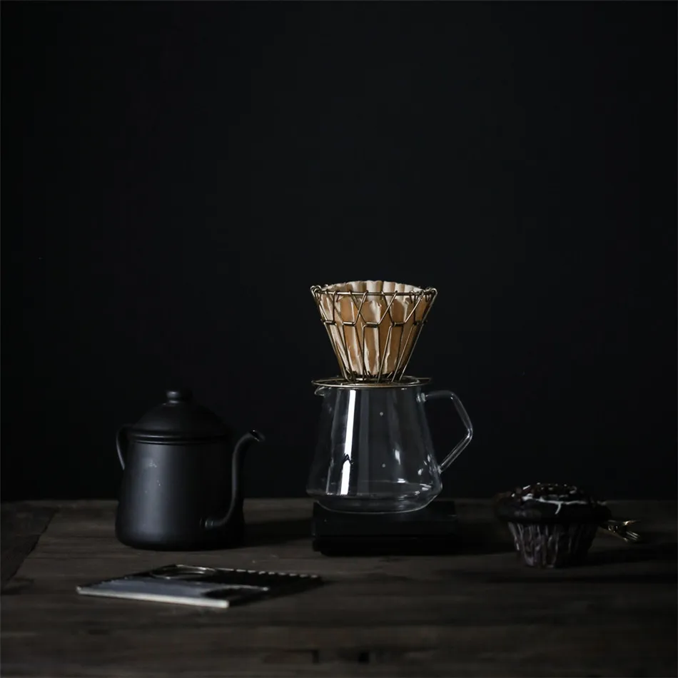 TTLIFE Stainless Steel Coffee Dripper Foldable Filter V60 Style Coffee Drip Filter Cup Portable Reusable Paperless Pour Over