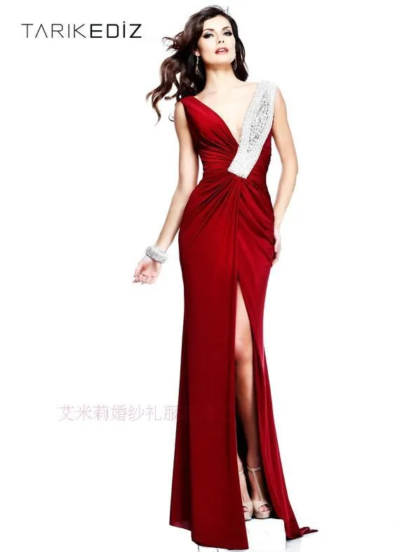Вечернее платье с кристаллами, vestido de renda festa robe de soiree, сексуальные элегантные вечерние платья с v-образным вырезом,, Платья для подружек невесты