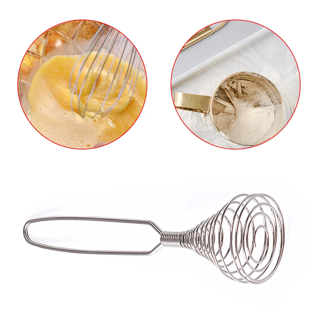 Tcplyn Stainless steel Spring Egg Whisk Handheld Coil Egg Beater Elastic Spiral Cooking Tool Attractive Design