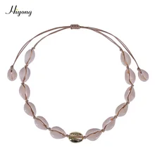 HIYONG, бохо, ручная работа, Летний пляж, ракушка, веревка, регулируемое ожерелье-чокер, натуральное ожерелье из ракушек, ювелирное изделие для женщин, подарок