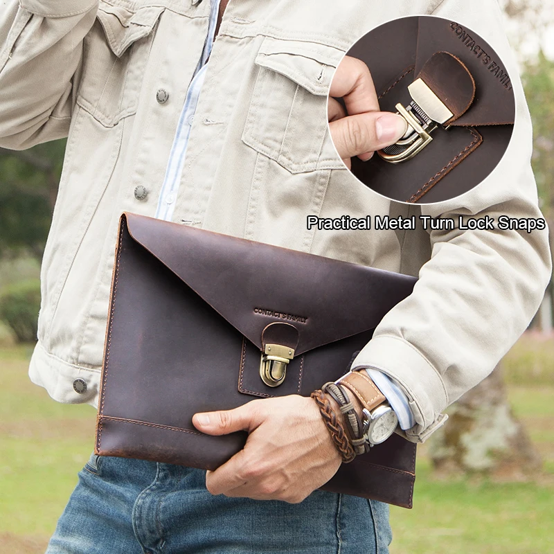 Afligido do Vintage Bolsa para Macbook Case da Luva do Portátil para 13 13.3 para Lenovo Couro Polegada Portátil Notebook Carry ar Pro - Imagem 4