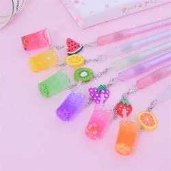 Stylo Gel Kawaii 0.5mm, Design de boissons aux fruits mignonnes, neutre, outils d'écriture de bureau, stylos à aiguille, papeterie japonaise, cadeau pour enfants, 1/2 pièces 
