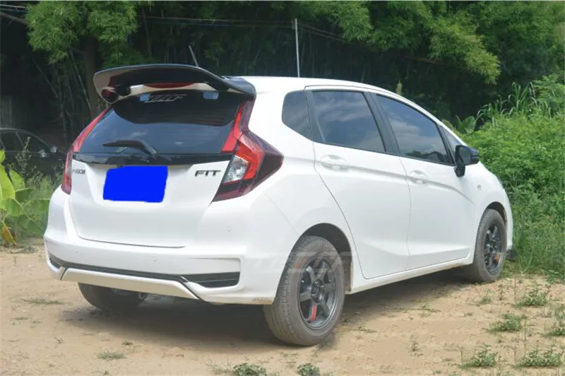 Для карбоновый спойлер Honda Fit Jazz высококачественные цветные углеродного волокна заднее крыло GK5 багажник JDM спойлер подходящие аксессуары