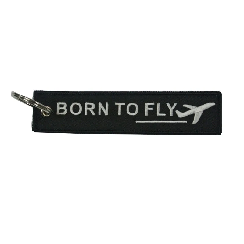

Born To Fly Custom Text Embroidery Key Chain Removed-Before Aviation Gift Key Tag