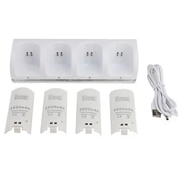 

For Nintend WII Remote Controller Charger Charging Dock Station +2 Batteries Game Accessories