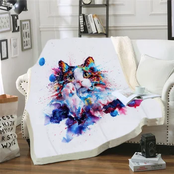 

Cat Print Sherpa Blanket Animals Blankets For Beds Rainbow Sunglasses Soft Fluffy Blanket Orangutan Bedding
