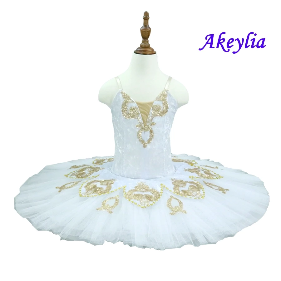 Women performance ballet Stage costume custom made ballet Adult white gold Pre-professional ballet tutu Professional tutu skirt
