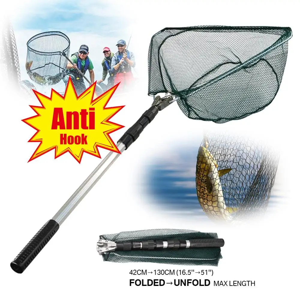 

130CM Aluminum Alloy Fishing Net Telescoping Foldable Landing Net Retractable Pole for Carp Fishing Tackle