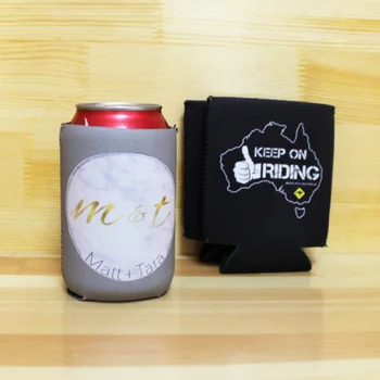 

100pcs/lot Foldable Stubby Holders with Customer LOGO Printing Folding Can Cooler Sleeve Can Holder Wedding Promotional Gifts