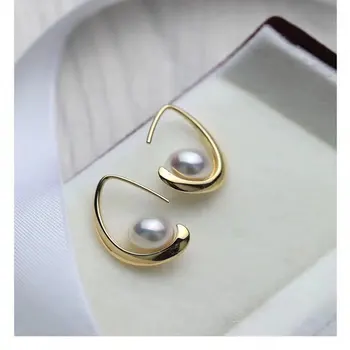 

RUNZHUQIYUAN DIY pearl accessories S925 pure silver pearl jade earrings empty support gem unique with 7-8mm is round beads