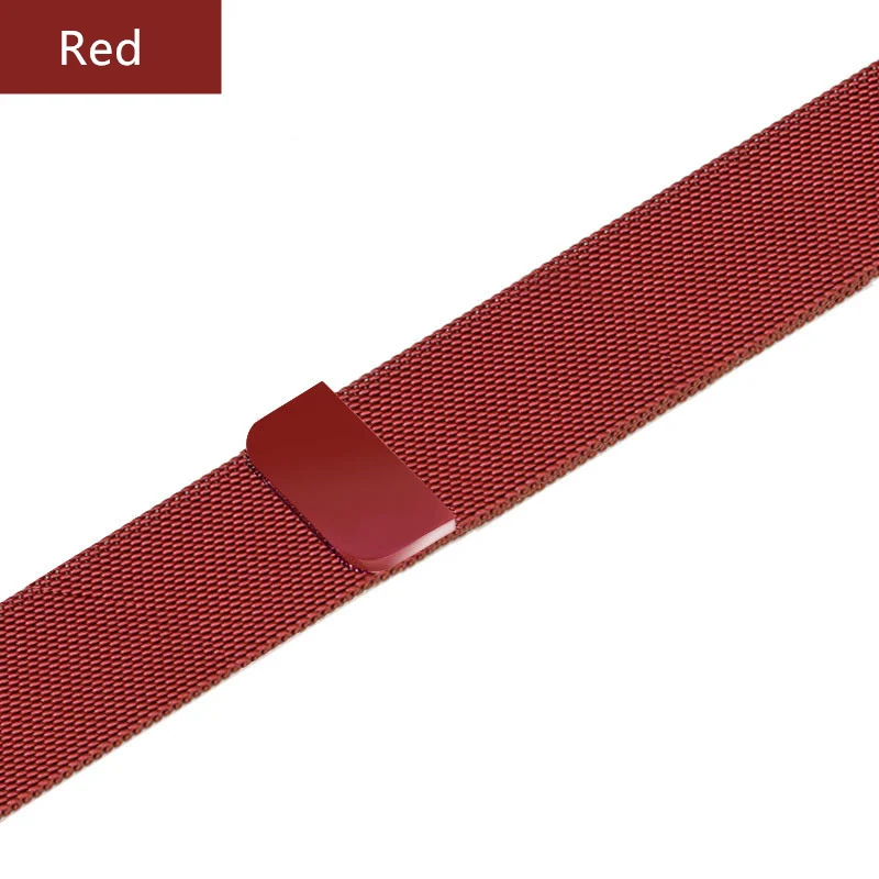 Red Миланская петля ремешок для apple watch ремешок correa apple watch 5 4 3 2 1 iWatch ремешок 42 мм 38 мм 44 мм 40 мм сетчатый Браслет аксессуары - Цвет ремешка: Red
