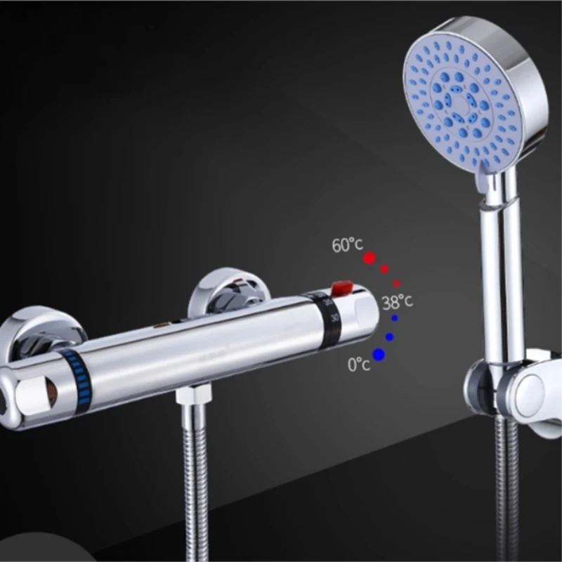 

Wall Mounted Thermostatic Shower Faucets Bathtub Dual Handles Thermostatic Shower Mixer Tap Bath Rain Shower Set