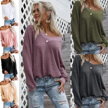 

9 Colors Hot Explosion 2020 nian Autumn and Winter V-neck Long-Sleeve Ladies Blouse Sweater 101285
