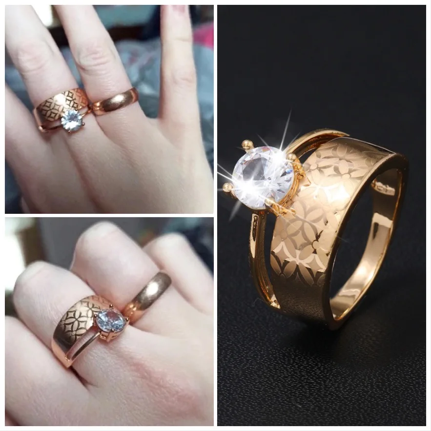 Get This LUALA 585 Rose Gold Rings for Woman AAA Cubic Zirconia Engagement Wedding Luxury Luxury qxQKMzywmAz