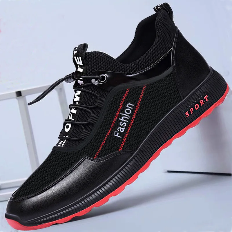 2020 Autumn Winter Mesh PU Leather Warm Youth Men Trainers Vulcanize Shoes Waterproof Slip On Student Travel Male Flats | Обувь