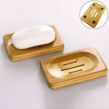 

Natural Bamboo Soap Dish Tray Holder Storage Rack Container For Home Bathroom US wood Portable Soap Dishes