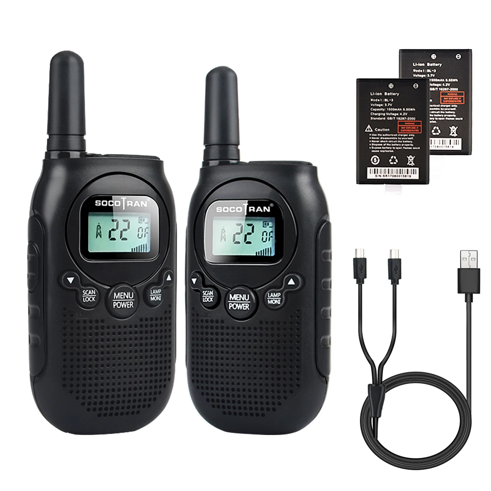 

2Pcs Mini walkie talkie kids Radio Station License-free FRS/GMRS 0.5W 22CH VOX Two Way Radio with Rechargeable Li-ion Battery