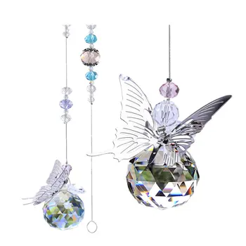 

Artificial Crystal Butterfly Pendants Lamp Decorative Ball Window Hanging Ornament Curtain Accessories for Home Wedding