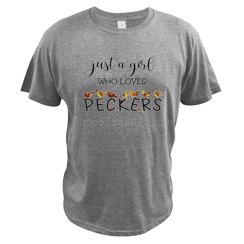 Футболка с надписью Just A Girl Who Love Peckers забавная футболка круглым вырезом для