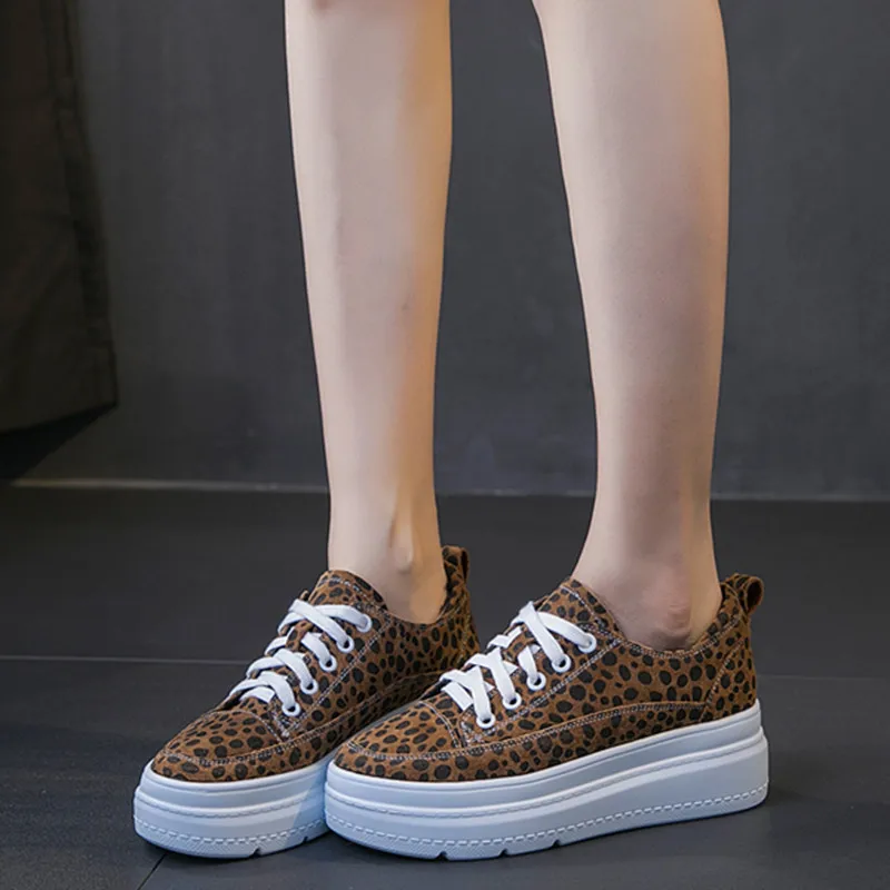 Женские вулканизированные туфли; женские кроссовки; леопардовая обувь; chaussures femme; женская обувь на толстой подошве; Цвет Черный; tenis feminino; повседневные кроссовки - Цвет: AS SHOW