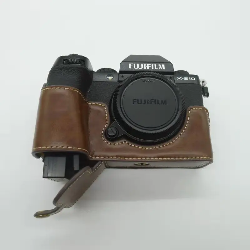 Metà Corpo In Pelle Pu Borsa Per Fotocamera Xs-10 Per Fujifilm Fuji Xs10 Custodia Inferiore Con Apertura Batteria