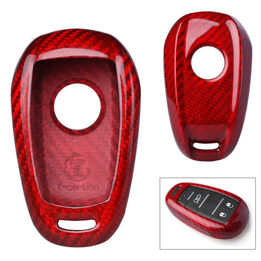

For Alfa Romeo Giulia Stelvio Real Carbon Fiber Car Red Remote Key Cover Case