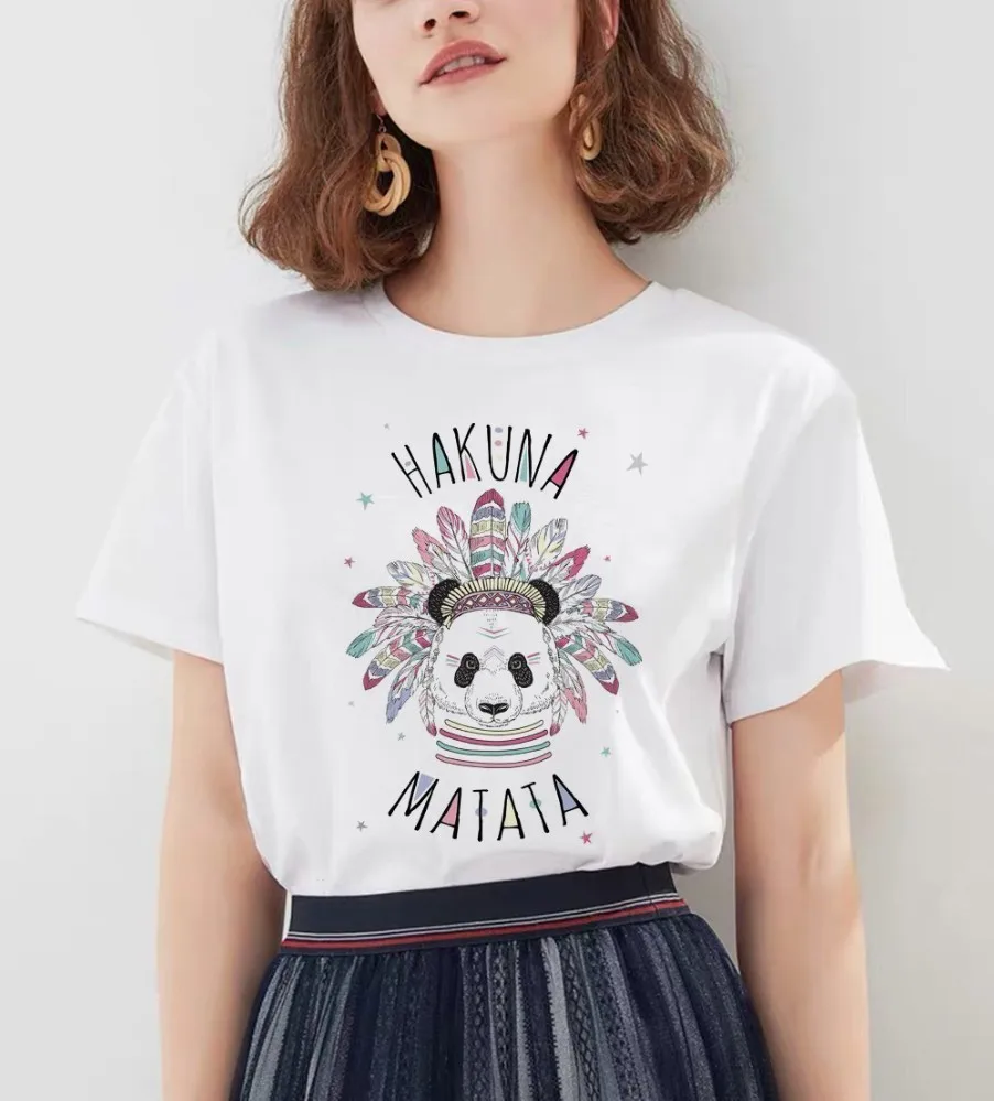 Hakuna Matata рубашка Женская Harajuku Ullzang Винтажная Футболка Kawaii Femme Homme летняя футболка модный топ Женская футболка - Цвет: 20524