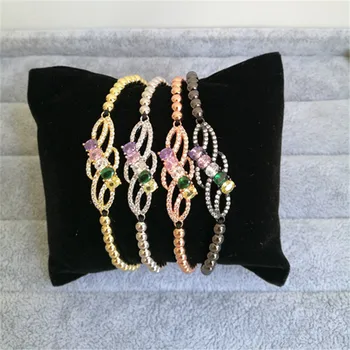 

10pcs/lot 4mm Brass Bead Handmade Black Rope Bracelet Fashion Adjustable Bracelet Rainbow Jewelry