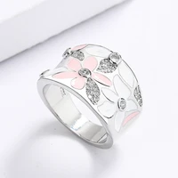 Hot Selling Exquisite Red Flower Women's Ring New Handmade Enamel Women's Jewelry Wedding Bridal Ring Party Jewelry 6