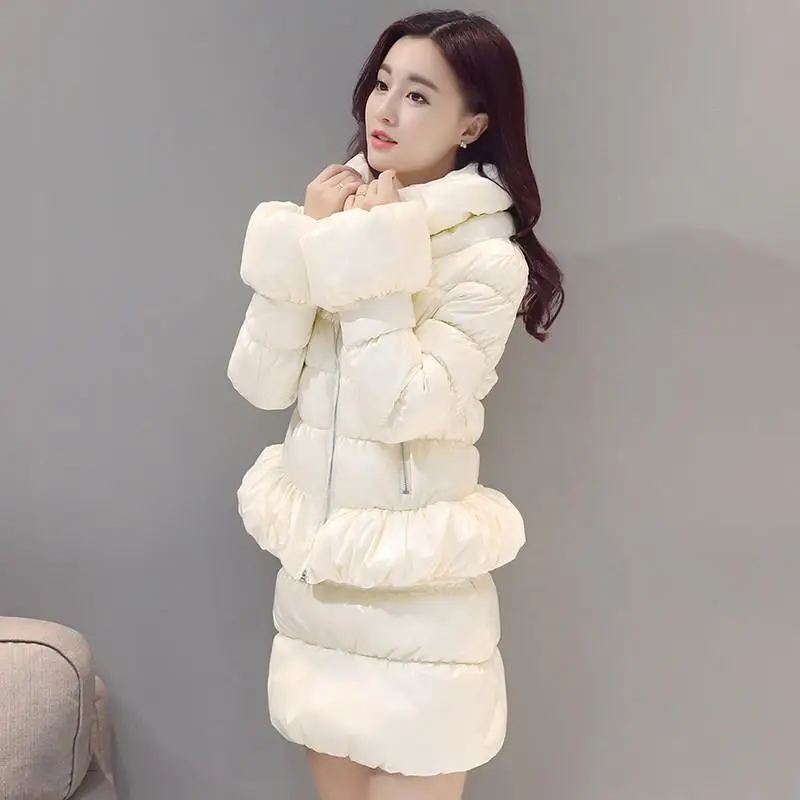 Женское зимнее модное пальто, комплект из двух предметов, пуховик, парка и стеганая короткая юбка, костюм, женский хлопчатобумажный дутый костюм K332