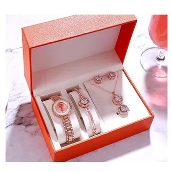 

Brand Women Watch Crystal Design Bracelet Necklace Watch Set Female Fashion Quartz Watch Gift For Women