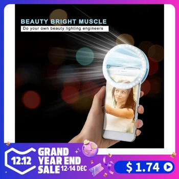 

Mobile Phone Clip Selfie LED Auto Flash For Cell Phone Smartphone Round Portable Selfie Ring Flashlight Mini Camera Flashlight