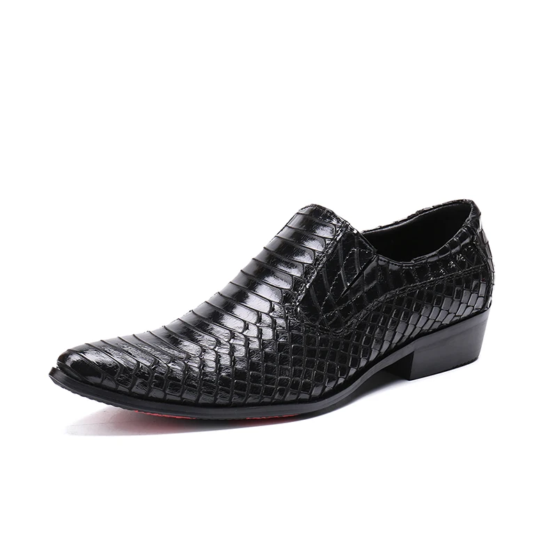 italian men shoes brand pointed toe spiked heel python skin mens slip on loafers Serpentine wedding dress shoes Chassures hommes