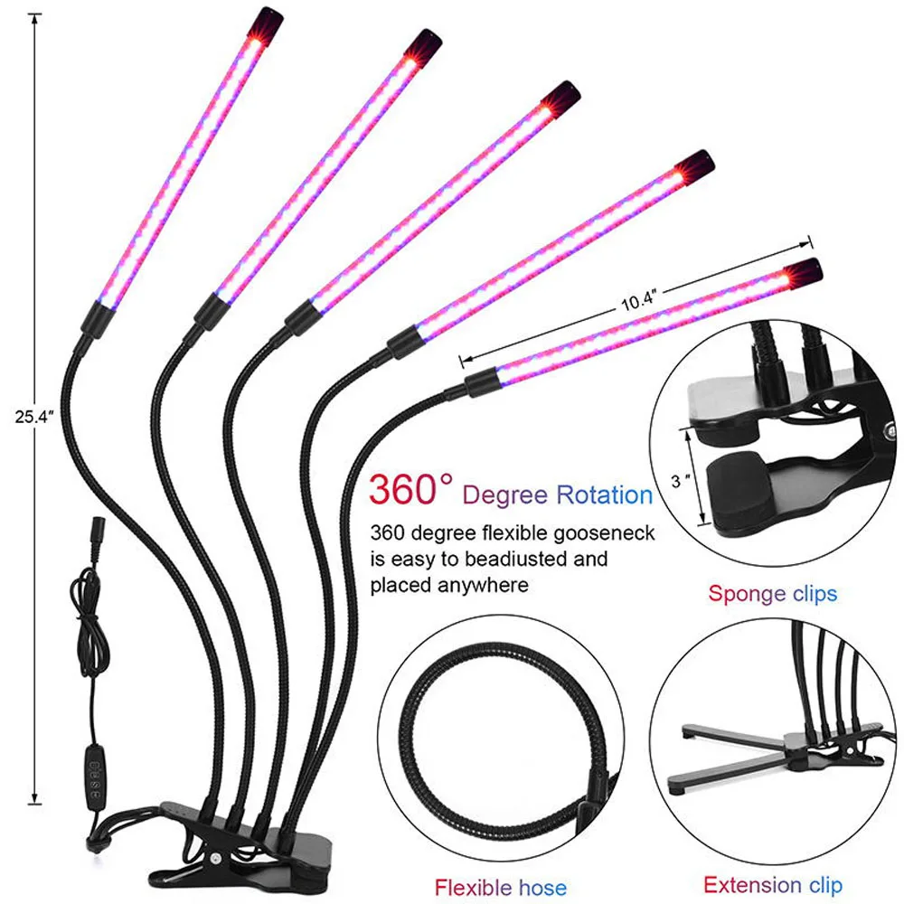 LED Wachsen Licht Gesamte Spektrum Phyto Lampe USB Port mit Timer Clip Wachsen Lampe für Pflanzen Sämlinge Blume Innen Fitolamp wachsen Box