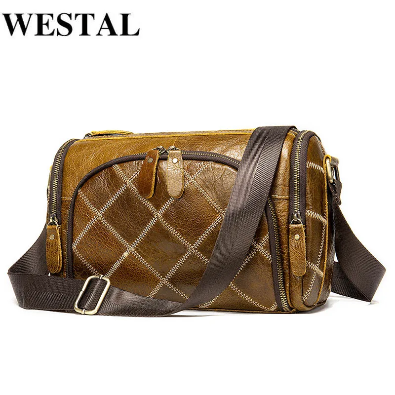 

WESTAL Men's Bags Vintage Cross Shoulder Bag Men Small Messenger Bag Men Leather Bags Man Travel Handbag Man bolsa Ipad Casual