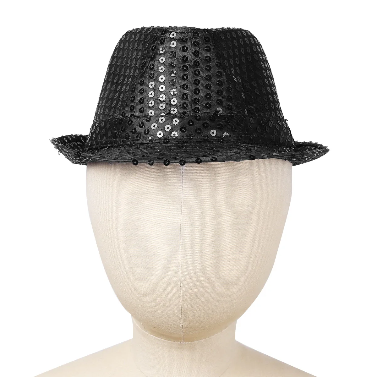 Шляпа-федора унисекс, с блестками, однотонная, для мальчиков и девочек, для дня рождения, вечевечерние, шоу, танцев, украшения для Хэллоуина, классические джазовые шляпы