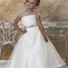 Тюль Платье в цветочек для девочек платье без рукавов для свадьбы, оборки, ленты, с лентой и бантом, для девочек, платье для первого Платья для причастия для выпускного вечера вечерние платья