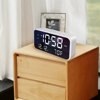 

Hot sale LED Digital Alarm Clock Backlight Snooze Mute Calendar Desktop Intelligent Voice Control Temperature Function Deskclock