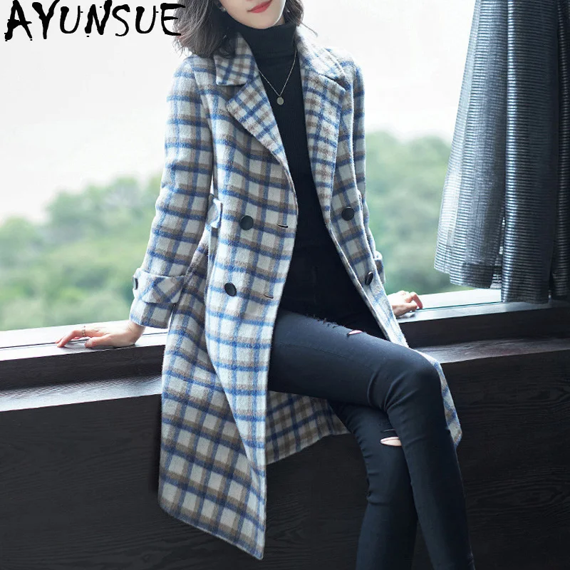 

AYUNSUE Double Side Wool Coat Female Jacket Winter Jacket Women Clothes 2019 Woolen Coats and Jackets Women Long Jacket MY3908