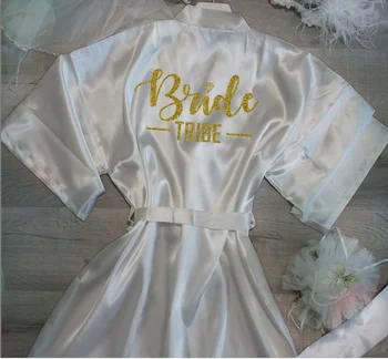 

personalised Bachelorette Party dress robe Foil gold Bridesmaid Gift, Bridal Robe,Mother of the bride kimono bathrobe silk Robe