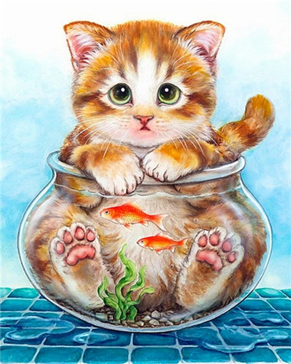 Картина с животными Love.Thank Pet Cat 5D Алмазная мозаика вышивка крестиком алмазная