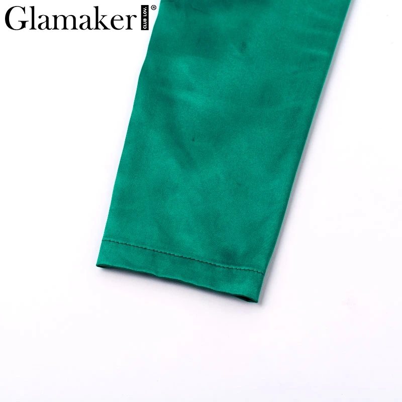 Glamaker/зеленые вечерние осеннее платье макси с длинными рукавами для девочек, сексуальное дамское вечернее платье, облегающее винтажное платье длиной до щиколотки