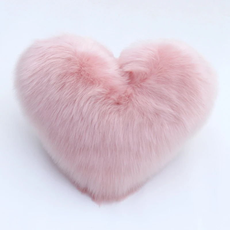 Simanfei меховая подушка вставка мягкая плюшевая Бархатная подушка с сердцем декоративная белая Подушка кресло-кровать для офиса подушки задняя подушка - Цвет: Pink