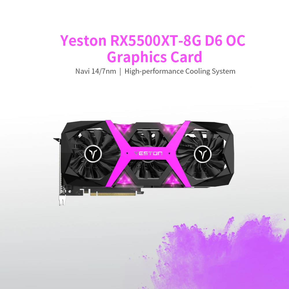 Yeston RX 5500 XT Graphics Card Computer Game 128bit 7nm 8GB GDDR6
Gaming Graphics Card support DP/HDMI/DVI-D game Used