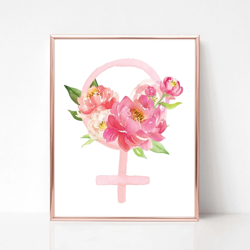 Feminist-Girl-Power-Inspirational-Quote-Canvas-Art-Prints-And-Poster-Floral-Feminism-Female-Sign-Art-Painting (1)