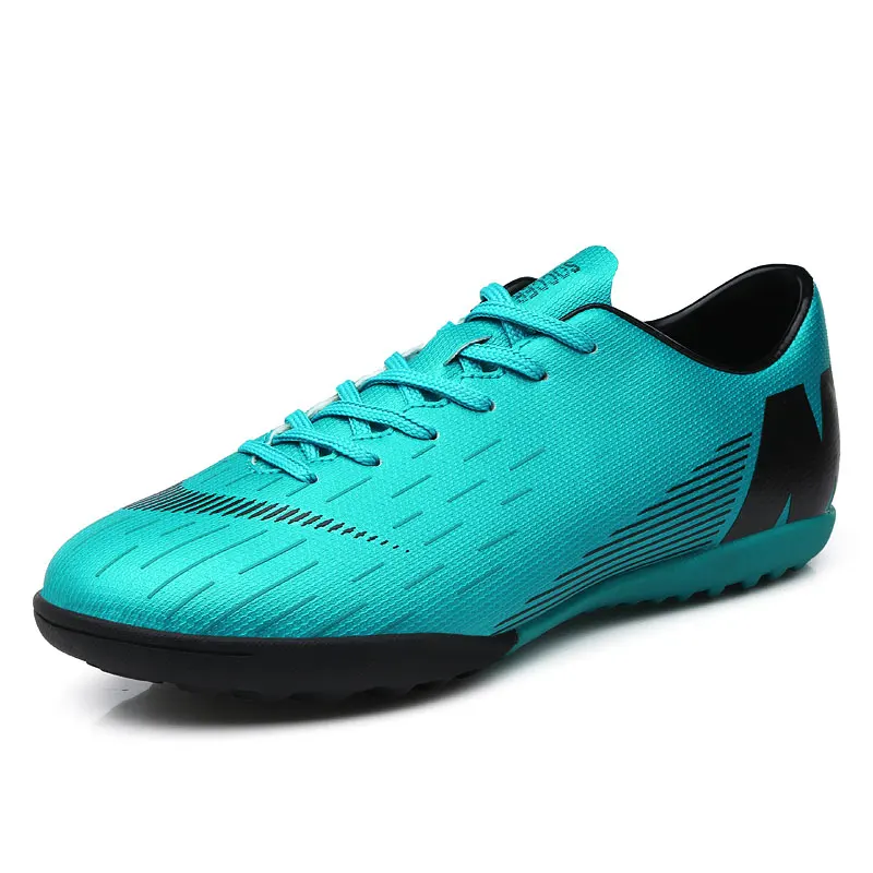 YHKLERZU Football Shoes Men Turf Spikes Football Boy Women Outdoor Athletic Trainers Sneakers Adults Brand Professional Soccer - Цвет: Blue1