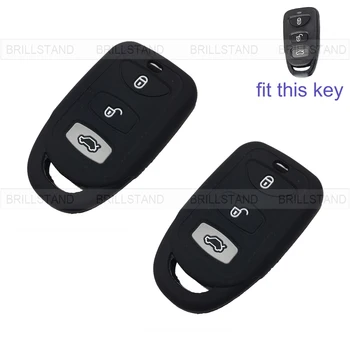 

2pcs 3 Button Silicone Car Remote Key Fob Silica Gel Holder Case Cover for Hyundai Series Black